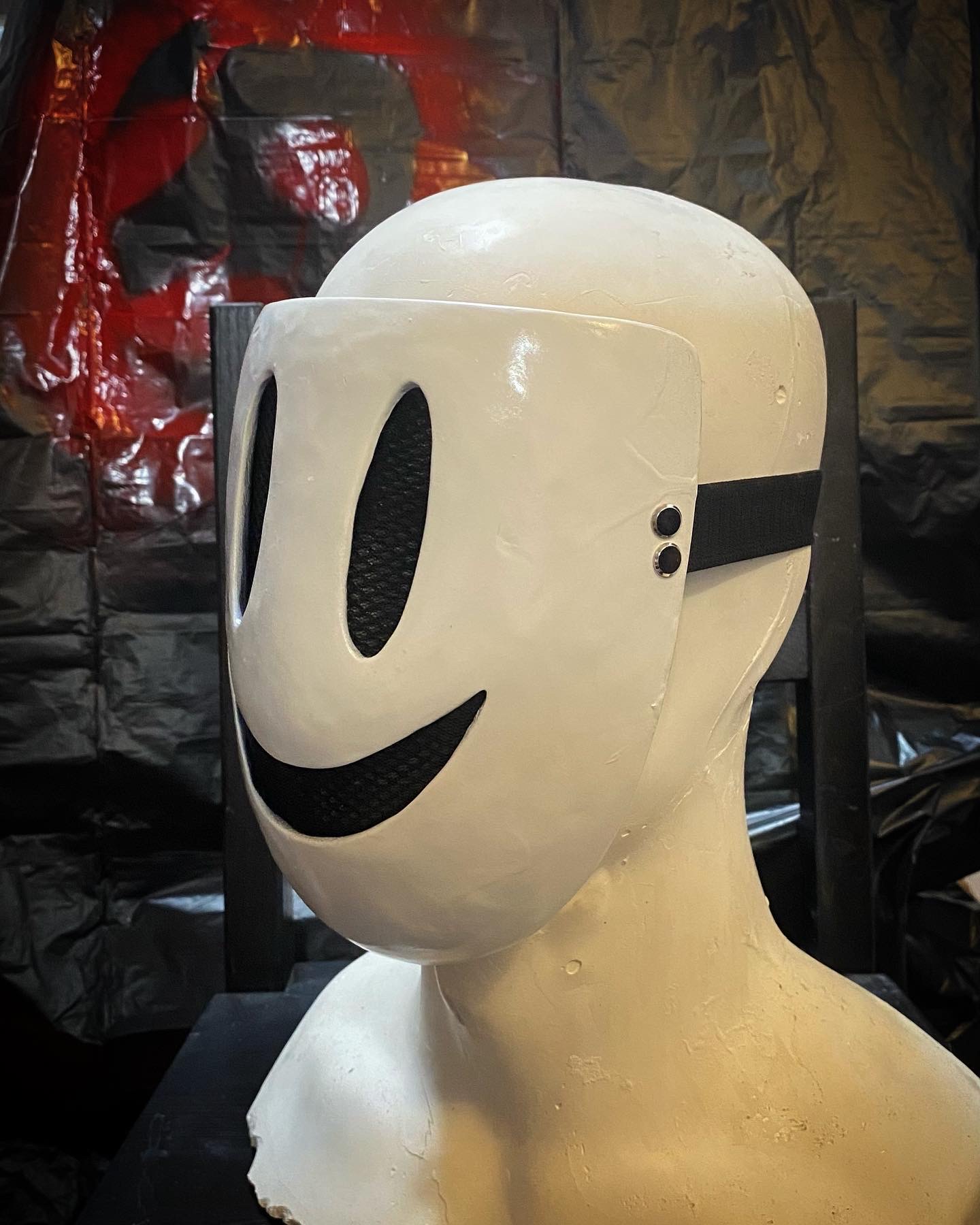 White SMILE mask left side